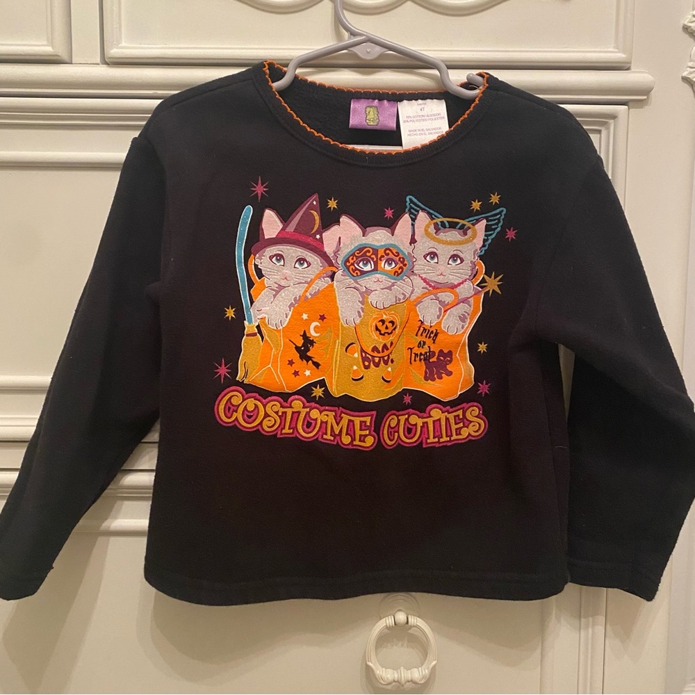 Vintage Girls Halloween Cat Sweatshirt